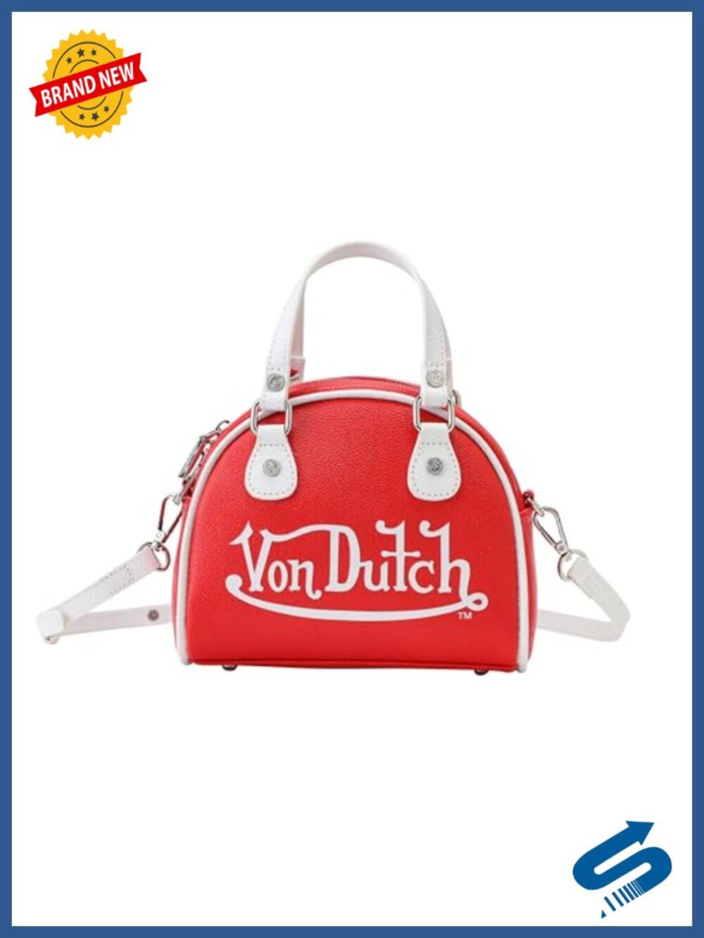 Mini Bowling Bag with Top Handles & Detachable Strap - Faux Leather Shoulder